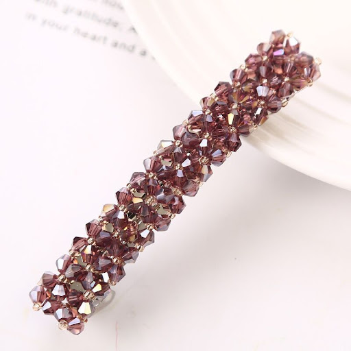 Title 4, Hairpin with Four Rows of Crystal Braided Sprin...