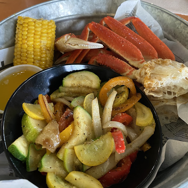 Snow crab boil, with veggies instead of potato and sausage, to make it gluten free! Awesome!