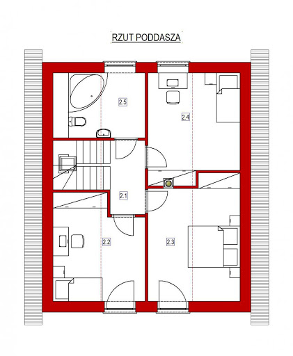 Domek Klonowy szkielet drewniany 030 ES - Rzut poddasza