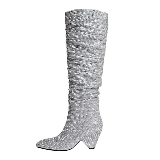 Title 7, Tapered Heel Silver Rhinestone Tall Fashion Wom...