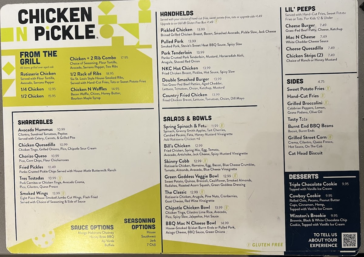 Chicken N Pickle gluten-free menu