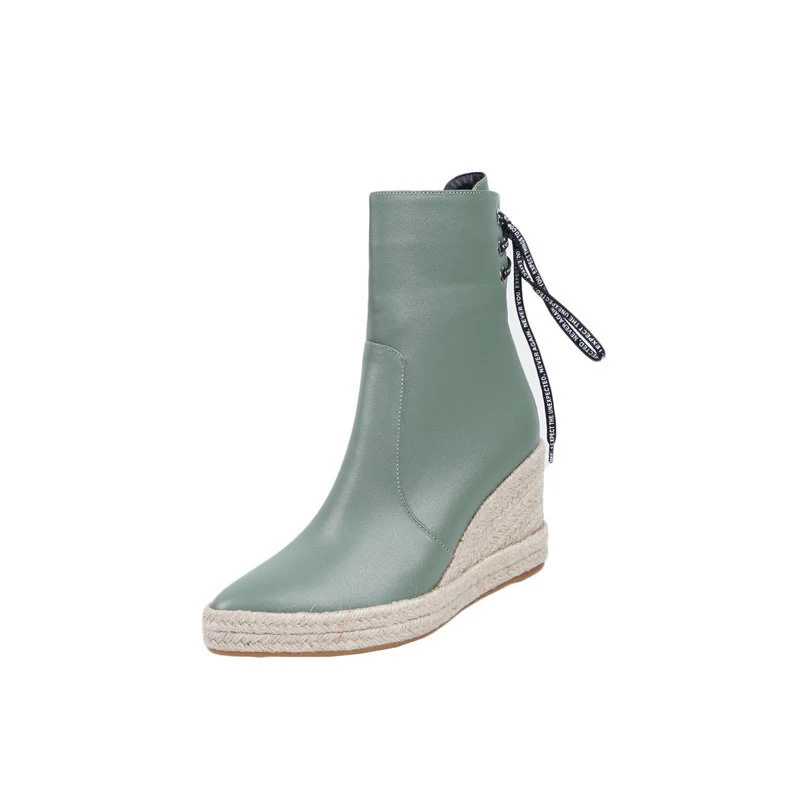 Dames hoge hak spitse teen stro korte kous rug kant warme katoenen schoenen. Stijlvol en warm in de winter!