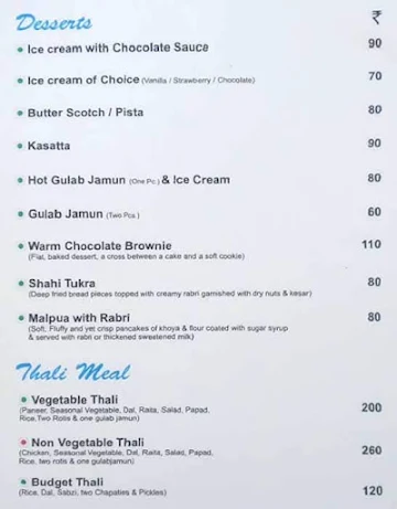 Mayur Restaurant menu 