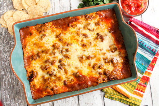 Enchilada Casserole ready to serve.