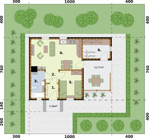 Bogota C Dom Mieszkalny,  Szkielet Drewniany - Rzut parteru