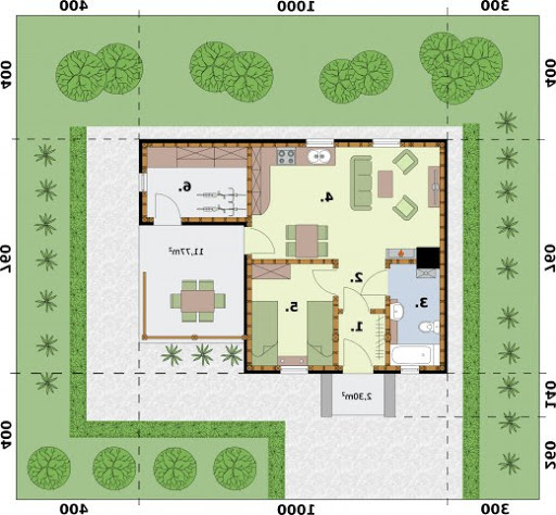 Bogota C Dom Mieszkalny,  Szkielet Drewniany - Rzut parteru