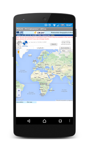 PVGIS - PV Calculator - Africa