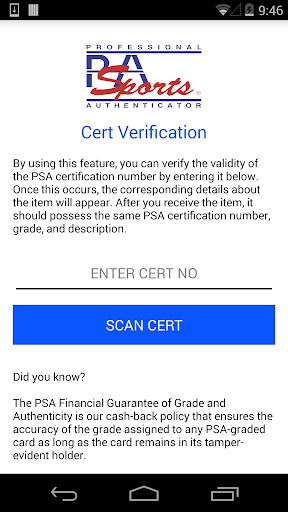 PSA Cert Verification