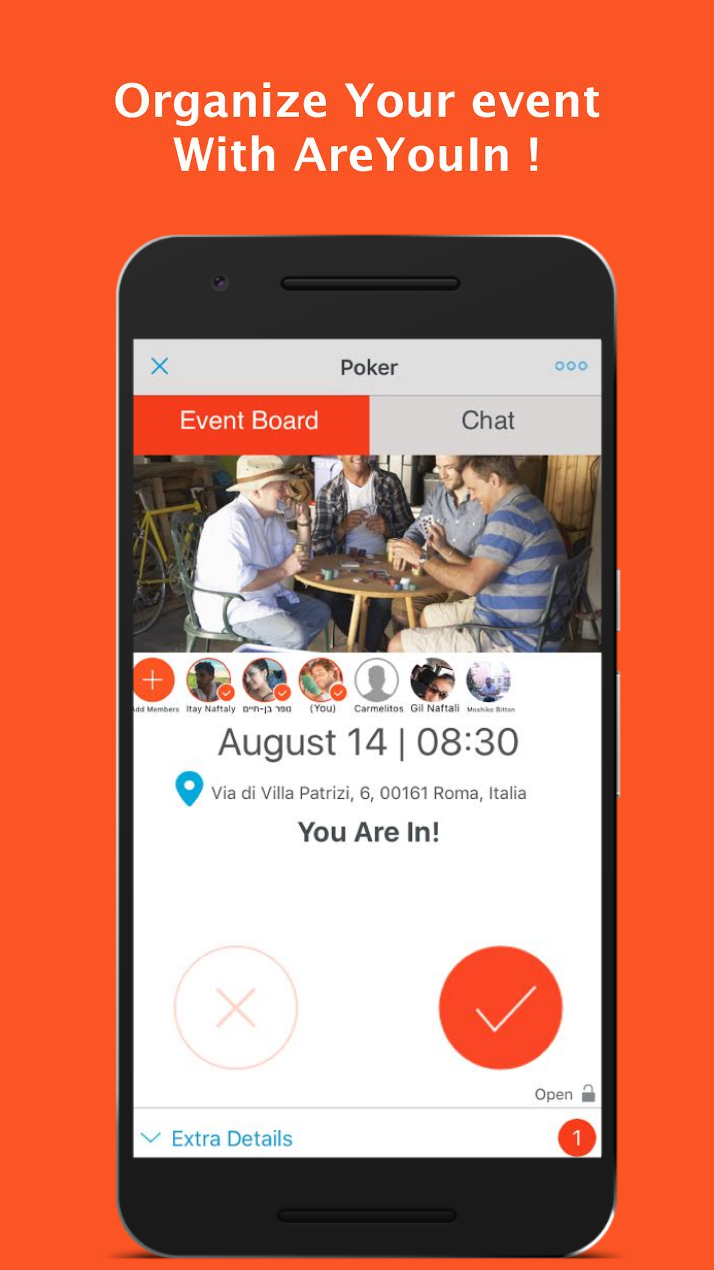 AreYouIn - Event Planner Screen 1