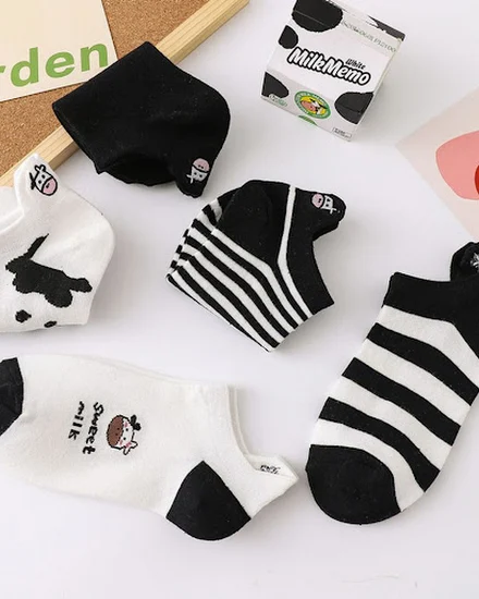 Apparel Accessories Keep Warm Cartoon Cow Boat Socks Sock... - 3