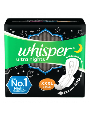 Whisper Bindazzz Nights XXXL Sanitary Pad 4 Pc