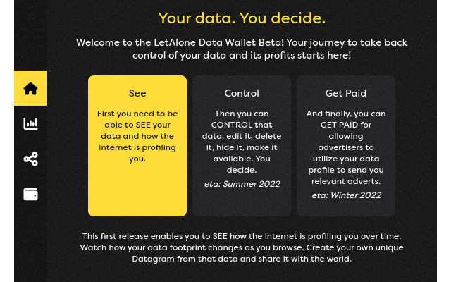 LetAlone Data Wallet (BETA) chrome extension