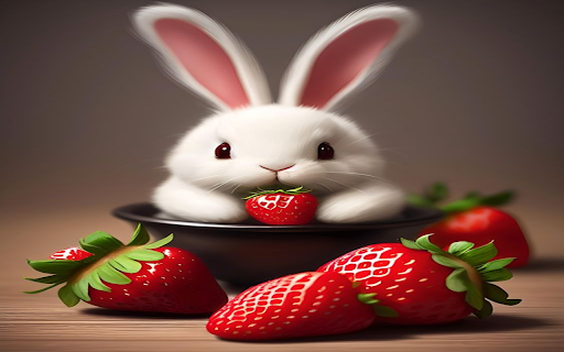 Rabbit and strawberry wallpaper screenshot 1