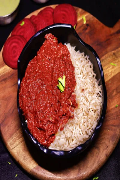 Basmati Rice With Beetroot Gravy