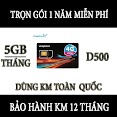 Sim 4G Vinaphone Trọn Gói 1 Năm D500 5Gb/Tháng, Dùng Cho Điện Thoại Di Động, Máy Tính Bảng, Phát Wifi, Dcom, Camera, Đồng Hồ