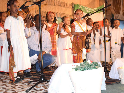 Elm School pupils perform a Somali cultural dance in Hargeisa /HASSSAN MOHAMED