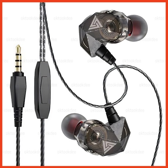 Tai Nghe In - Ear Headphones Nghe Nhạc Chơi Game Qkz Ak2 - Âm Thanh Super Bass, Dây Chống Rối, Có Mic Đàm Thoại