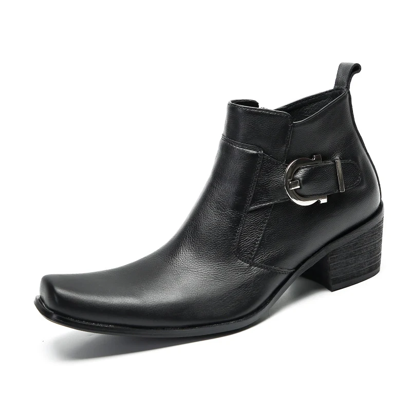 Męskie buty wysokie codzienne ze skóry bydlęcej, botki do kostki, modne retro. Idealne dla stylowego wyglądu i codziennego komfortu.
