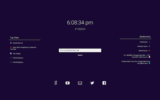 ColorClock New Tab chrome extension