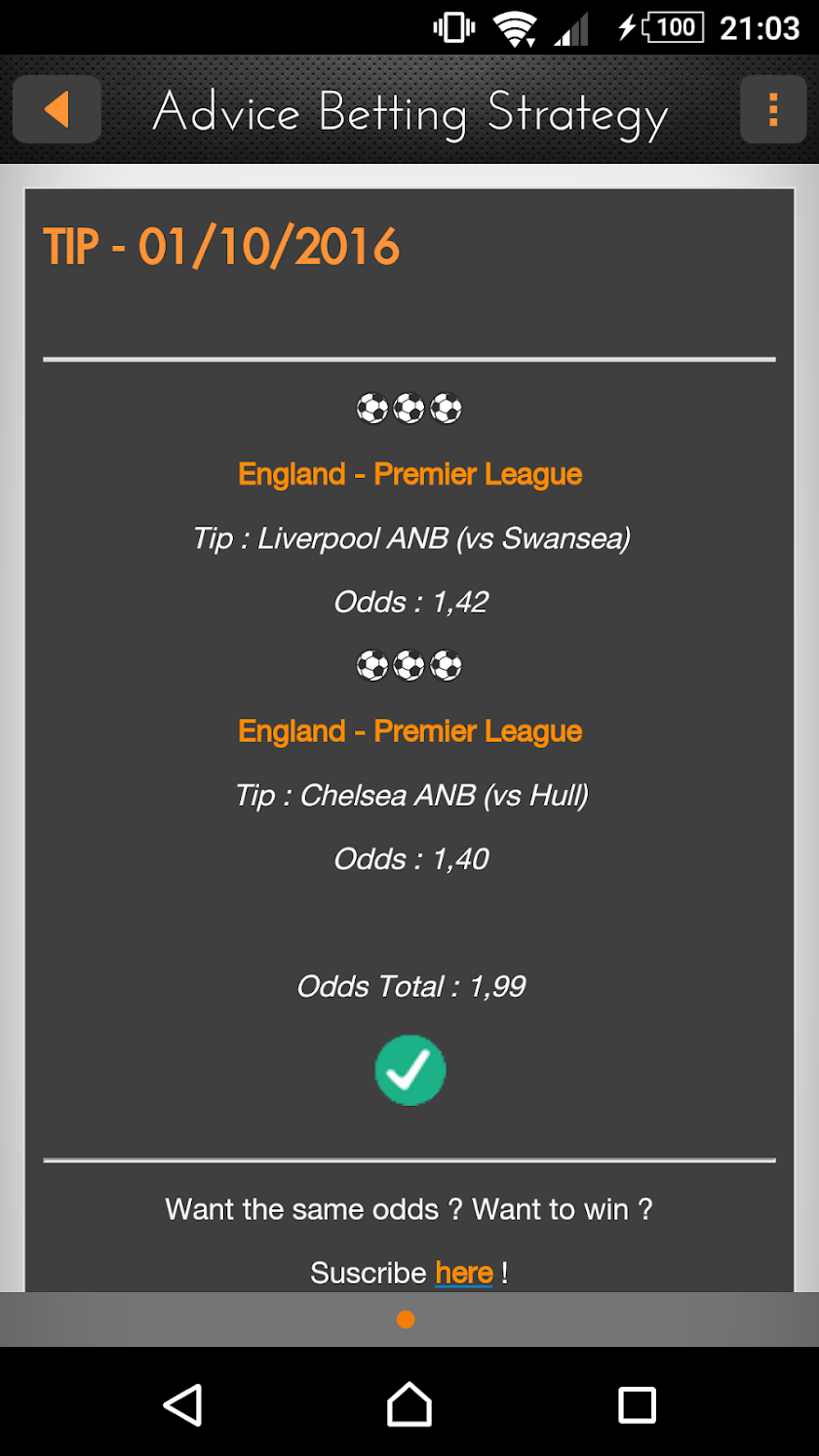 Advice Betting Strategy Screen 2