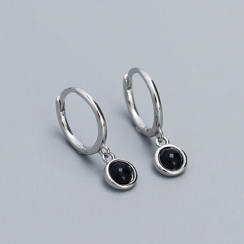 Brincos femininos com pingente em prata S925, pedra da lua sintética, ágata, turquesa azul, design elegante e moderno.