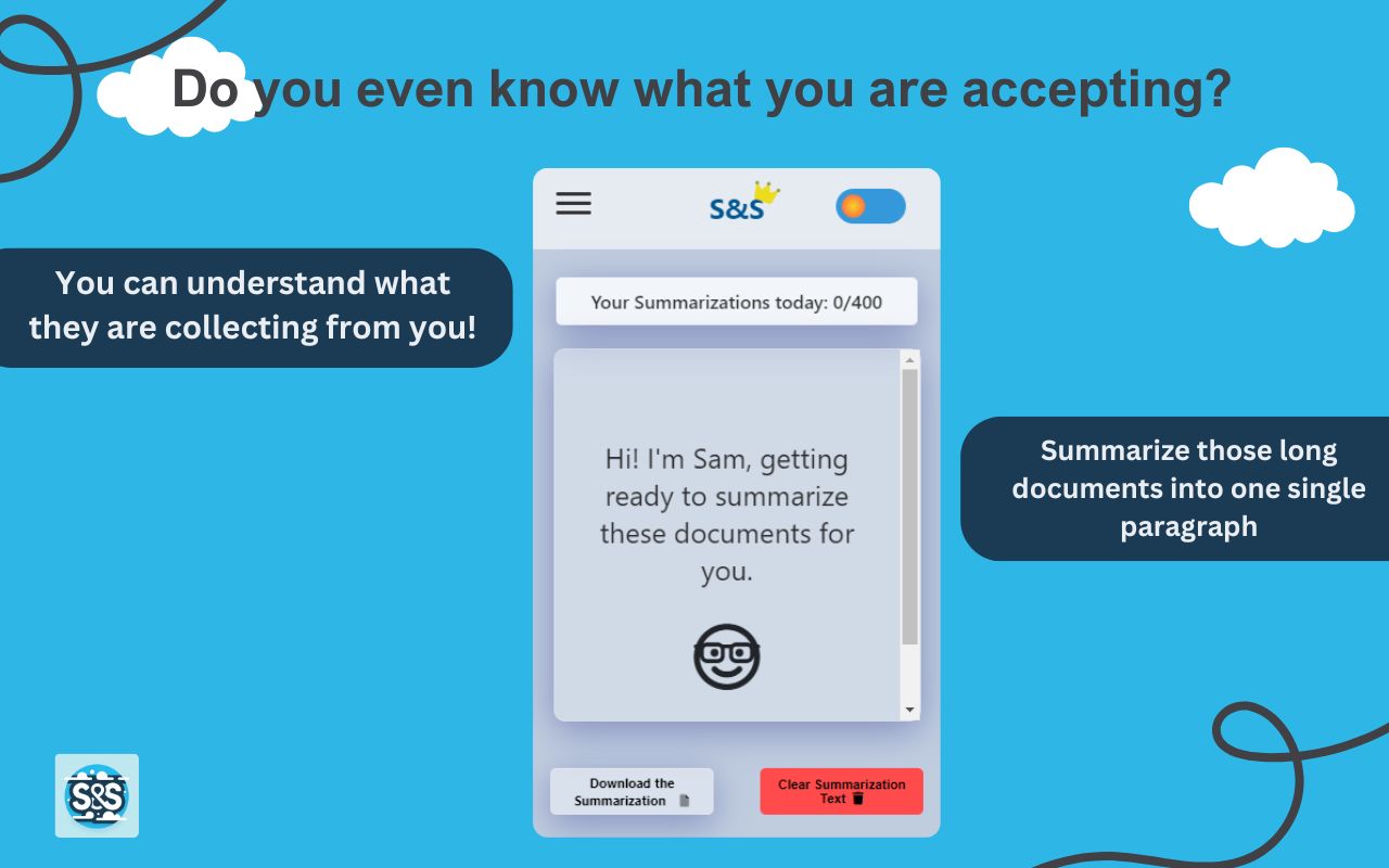 S&S - AI Privacy Policy Summarizer Chrome Extension Image 1