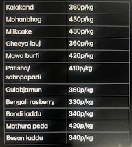 Aadarsh Kalakand Bhandar menu 1