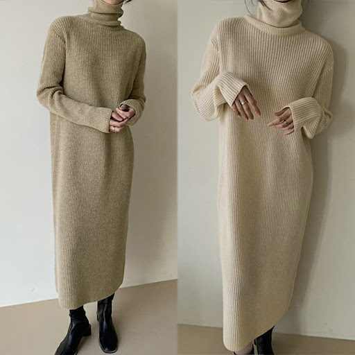 Title 2, Womens Loose High Neck Over The Knee Long Swea...
