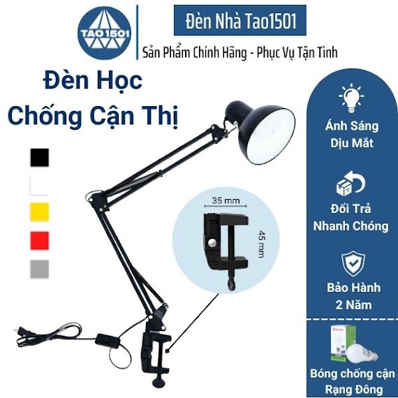 Đèn Học Pixar Bóng Led Chống Cận Bảo Vệ Mắt Đổi 3 Màu Kẹp Bàn Chắc Chắn Tao1501 Bảo Hành 2 Năm