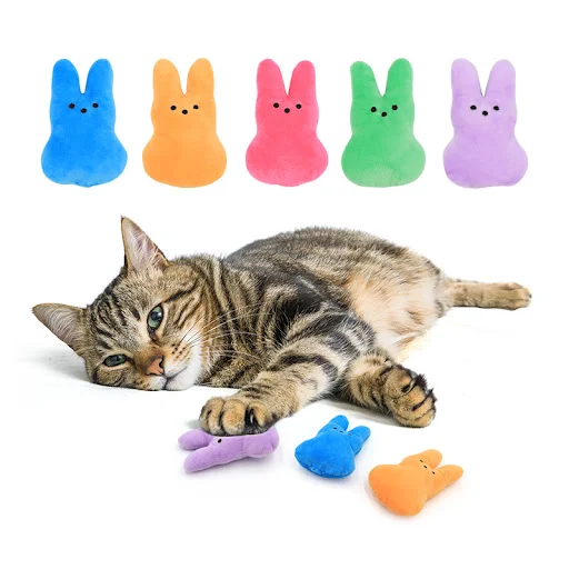 Easter Bunny series plush cat toys with bite resistant teeth accompanied by fun pet supplies
