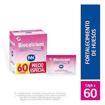 Biocalcium D Calcio + Vitamina D3 500mg/200 UI MK Caja x 60 Sobres  