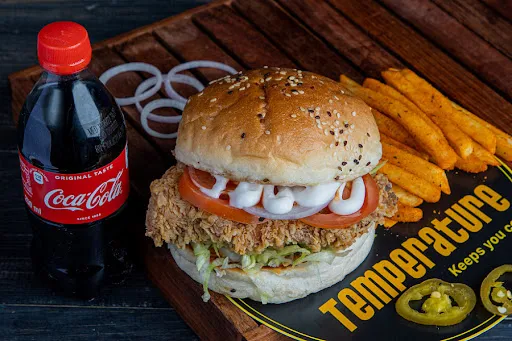 Crispy Fried Chicken Burger + Peri Peri Fries (M) + Drink