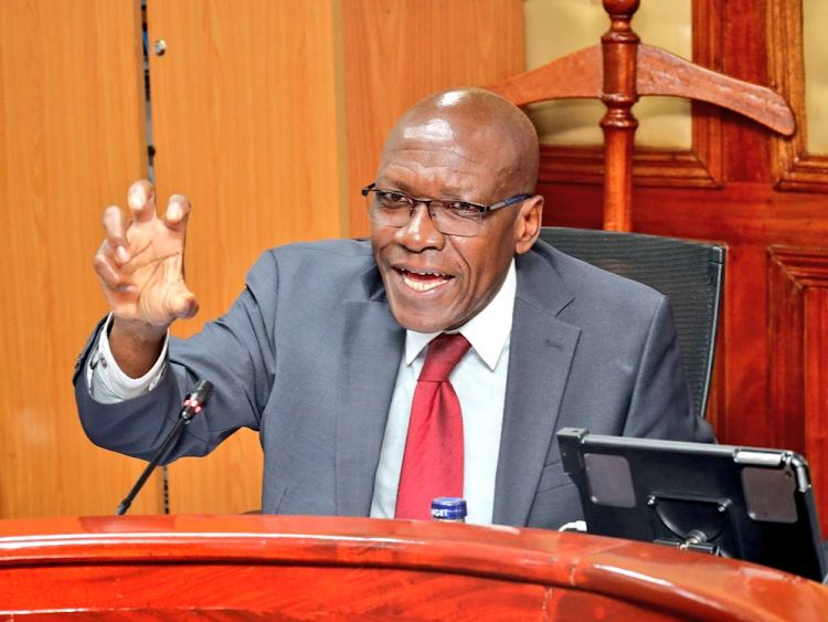 Senator Boni Khalwale speaks during a Senate Finance and Budget Committee sitting on February 16, 2024.