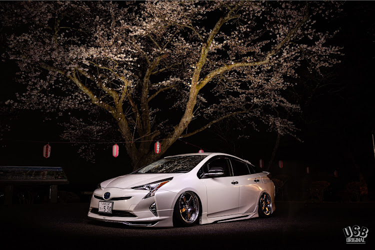 プリウスの桜コラボ・桜と愛車・エアサスに関するカスタム事例の投稿画像1枚目