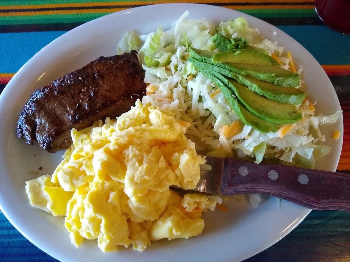 Steak and eggs breakfast