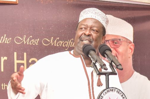 Prime Cabinet Secretary Musalia Mudavadi speaking during an Iftar dinner organised by the Mombasa Muslim Community on April 16, 2023.