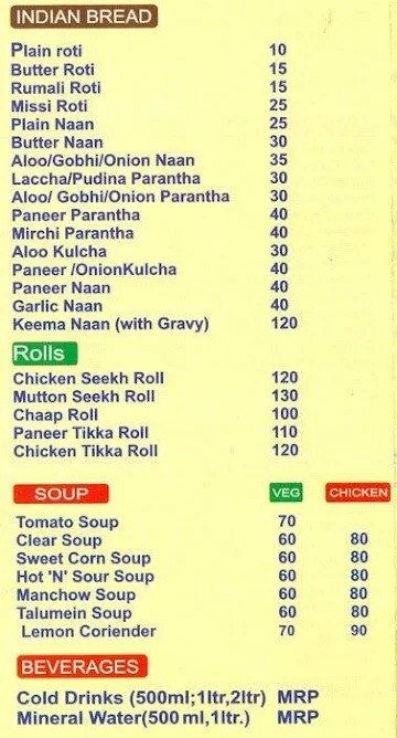 Sandy's Punjabi Rasoi menu 