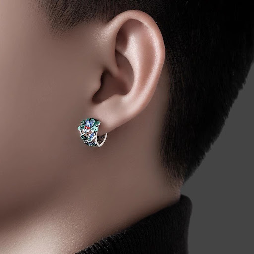 Title 2, Cloisonne Peony Flower Mens Earrings Fashion N...