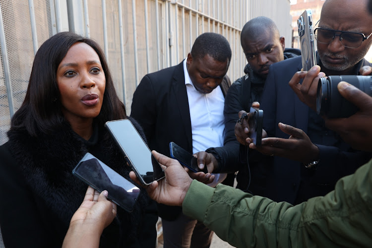 MEC for Social Development Mbali Hlophe talks to the media outside the Johannesburg Magistrate Court concerning the prosecution of a mother who was seen on video physically assaulting her 1 year old child.