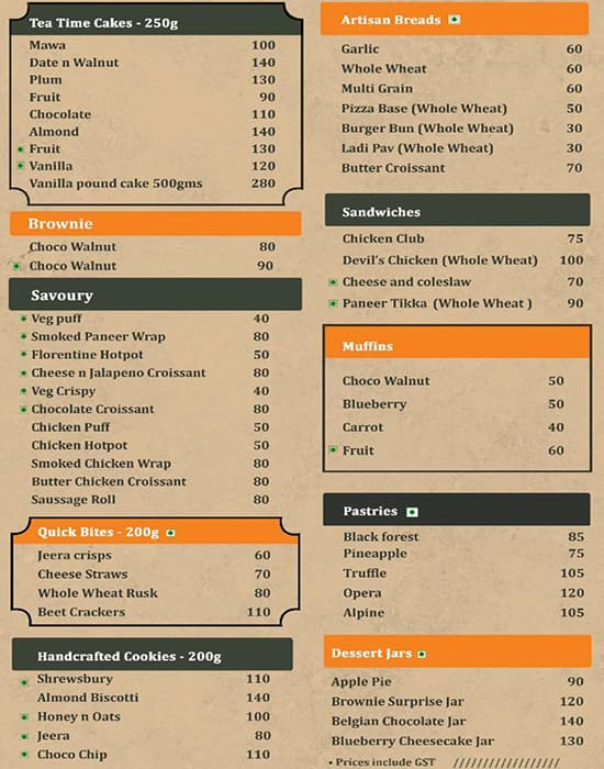 Bread Story menu 