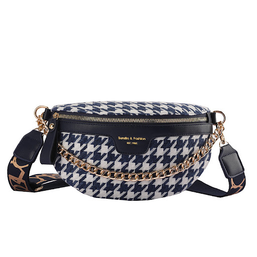 Title 5, New Checkered Chain Ladies Waist Bag, Ins Net R...