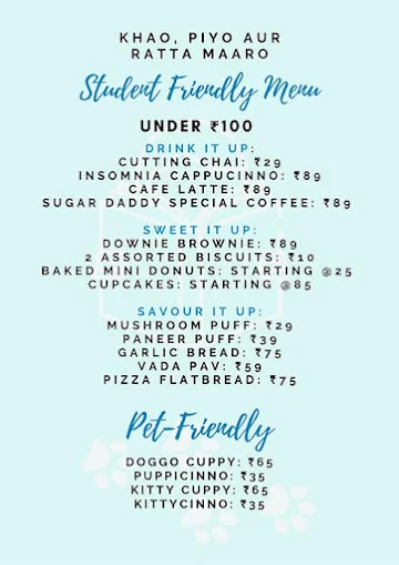 Your Sugar Daddy Cafe menu 