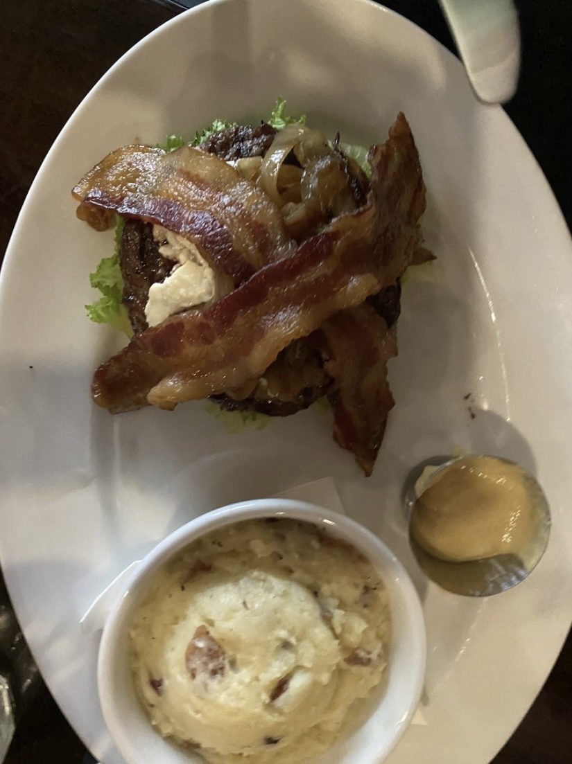 Blue cheese and bacon burger