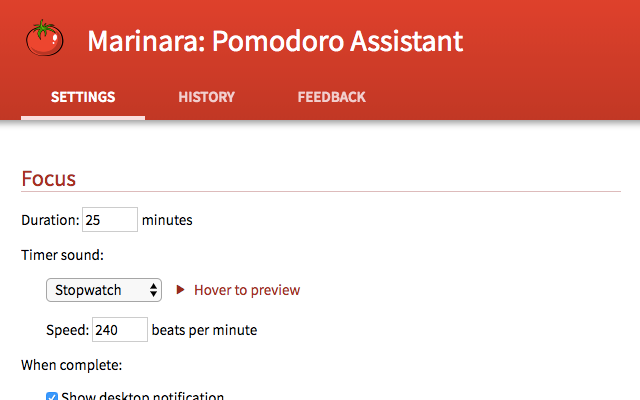 Marinara: Pomodoro® Assistant Chrome Extension Image 3