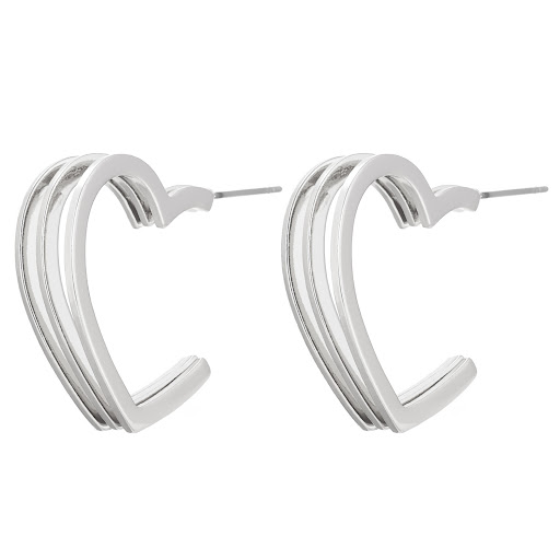 Title 11, Three-Line Love Heart Stud Earrings for Women, ...
