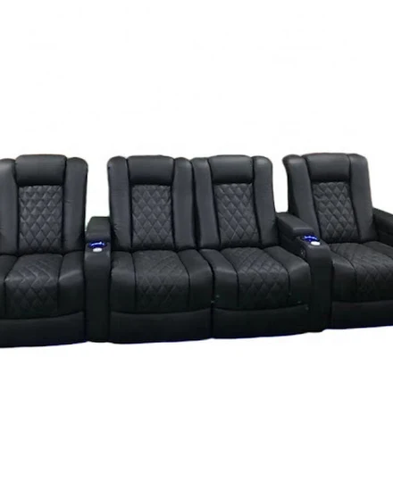 Black leather electric recliner chairs couch luxury sofa ... - 1