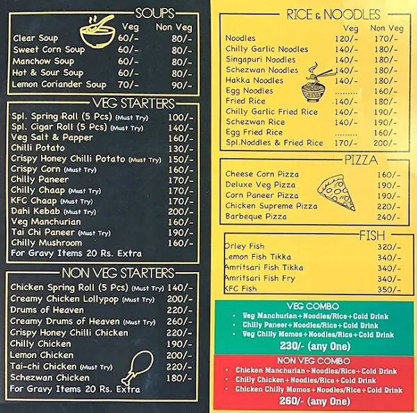 The Road Side Cafe menu 