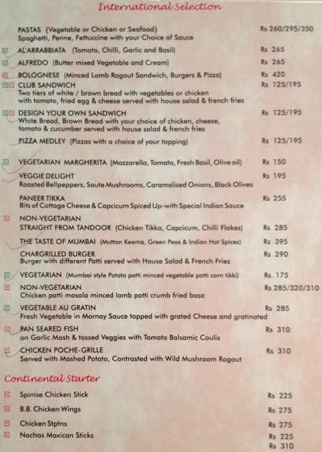 The Onyx - The HHI Select Bengaluru menu 