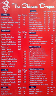 The Chinese Dragon menu 1