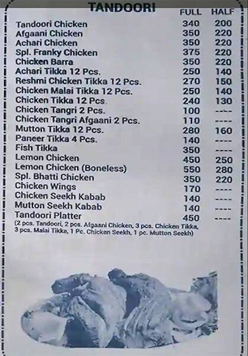 Mavali Food menu 